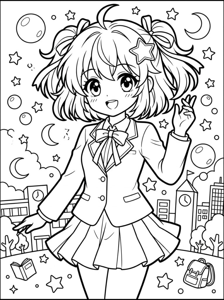 Anime Kleurplaten (Gratis PDF Printables) 39 - gratis kleurplaat om te printen
