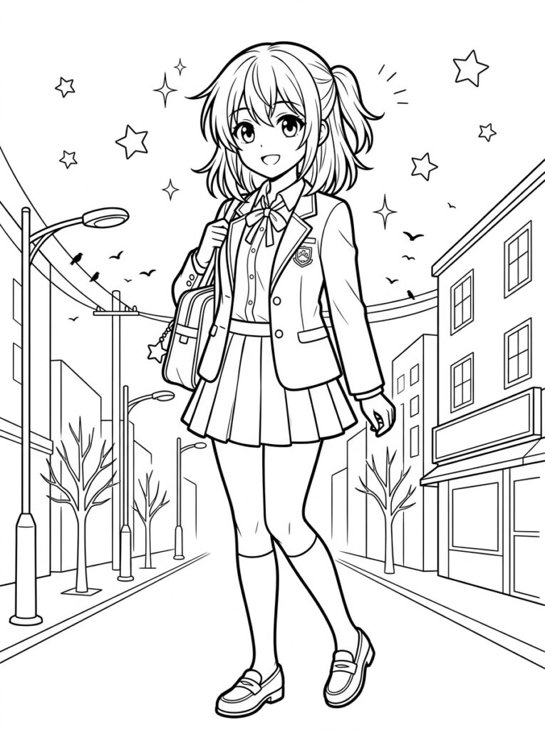 Anime Kleurplaten (Gratis PDF Printables) 40 - gratis kleurplaat om te printen