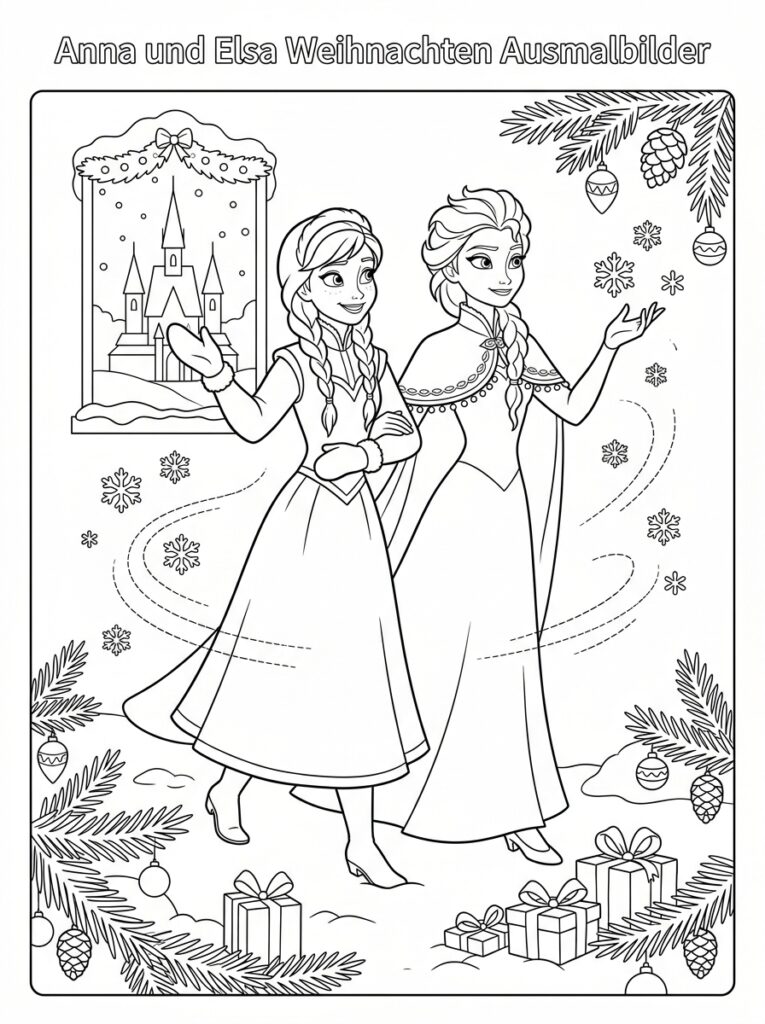 Anna en Elsa kerst Kleurplaten (Gratis PDF Printables) 25 - gratis kleurplaat om te printen
