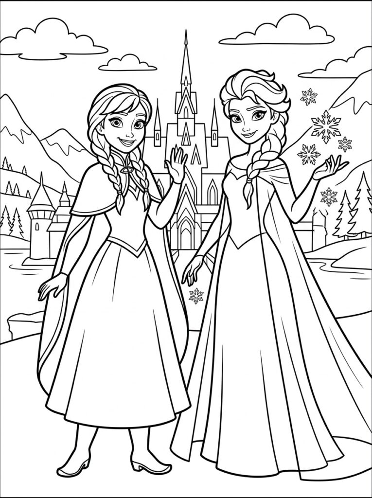 Anna en Elsa Kleurplaten (Gratis PDF Printables) 12 - gratis kleurplaat om te printen