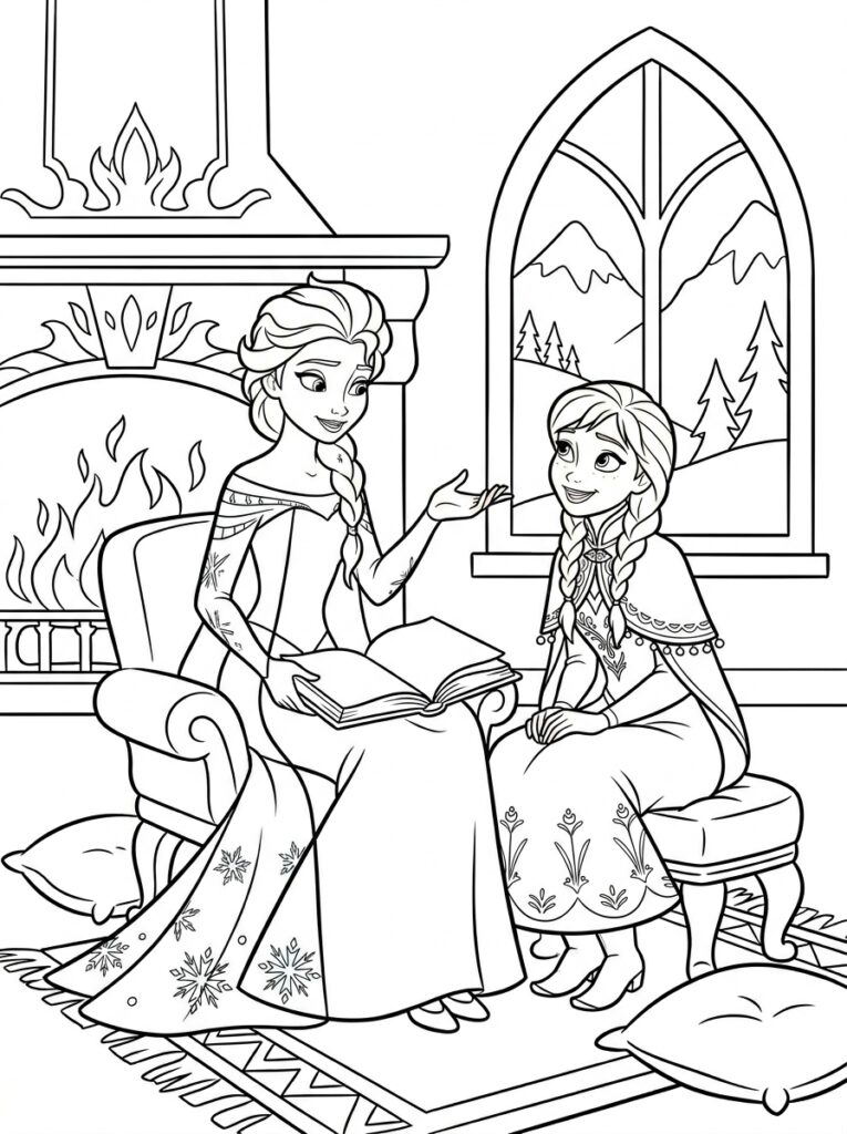 Anna en Elsa Kleurplaten (Gratis PDF Printables) 13 - gratis kleurplaat om te printen