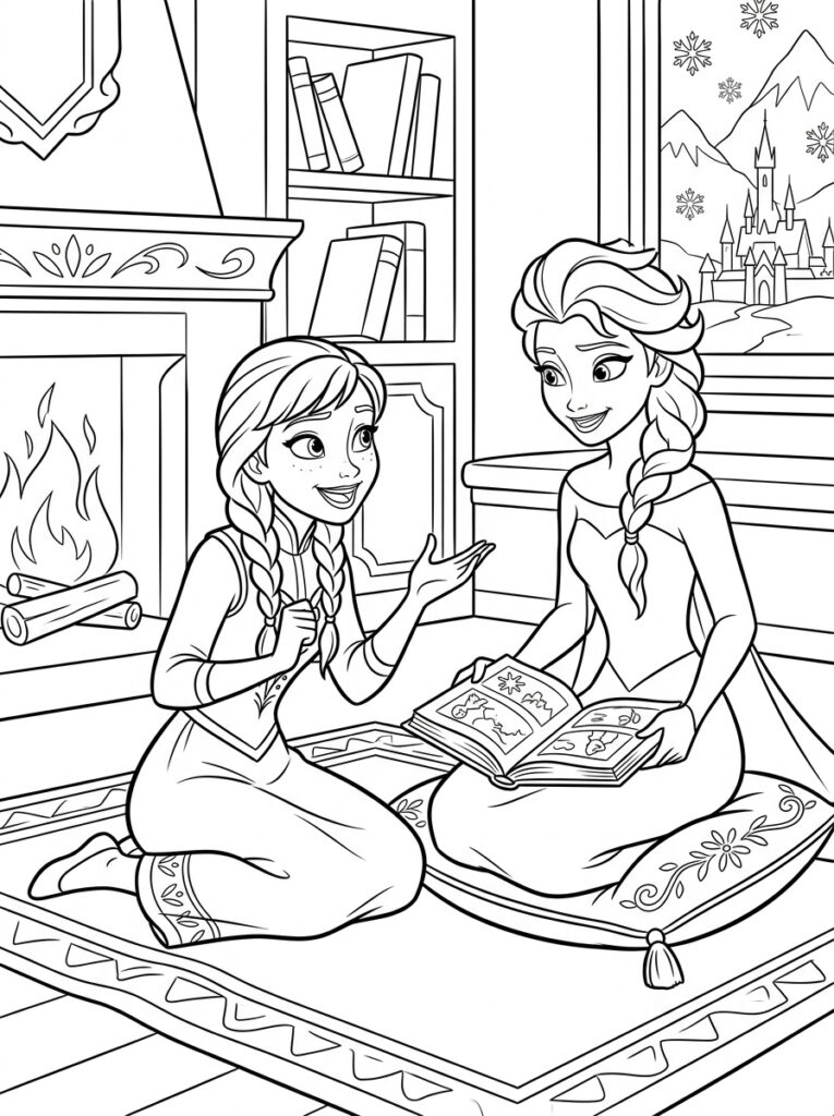 Anna en Elsa Kleurplaten (Gratis PDF Printables) 15 - gratis kleurplaat om te printen