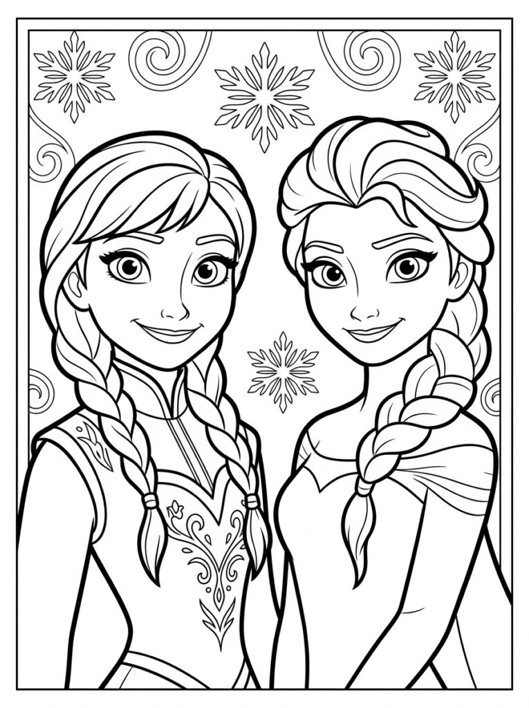 Anna en Elsa Kleurplaten (Gratis PDF Printables) 19 - gratis kleurplaat om te printen