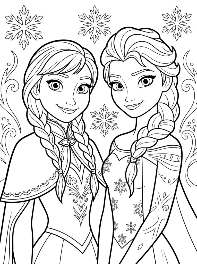 Anna en Elsa Kleurplaten (Gratis PDF Printables) 20 - gratis kleurplaat om te printen