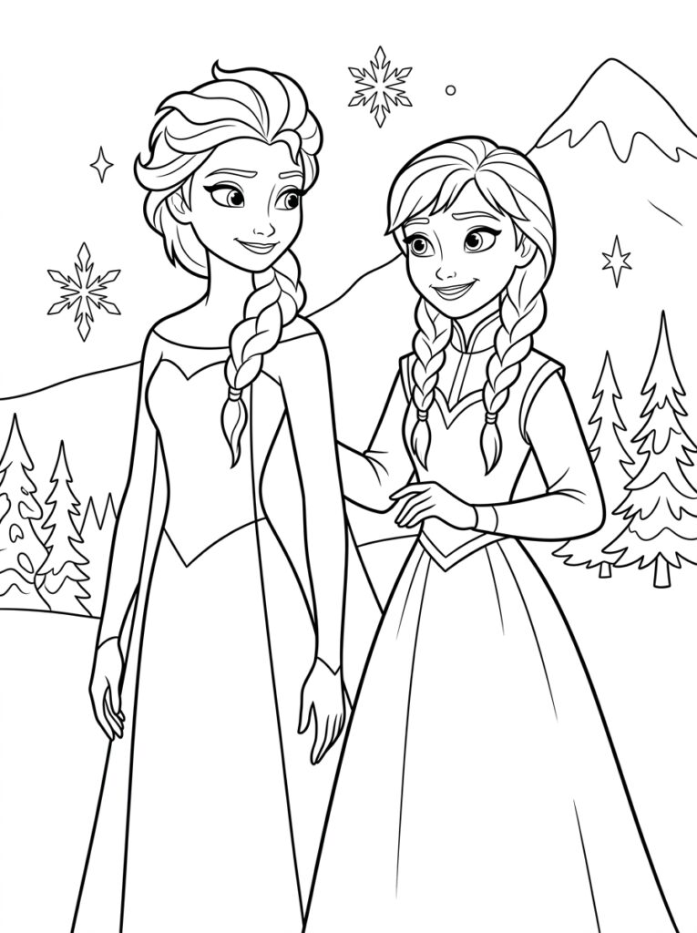 Anna en Elsa Kleurplaten (Gratis PDF Printables) 21 - gratis kleurplaat om te printen