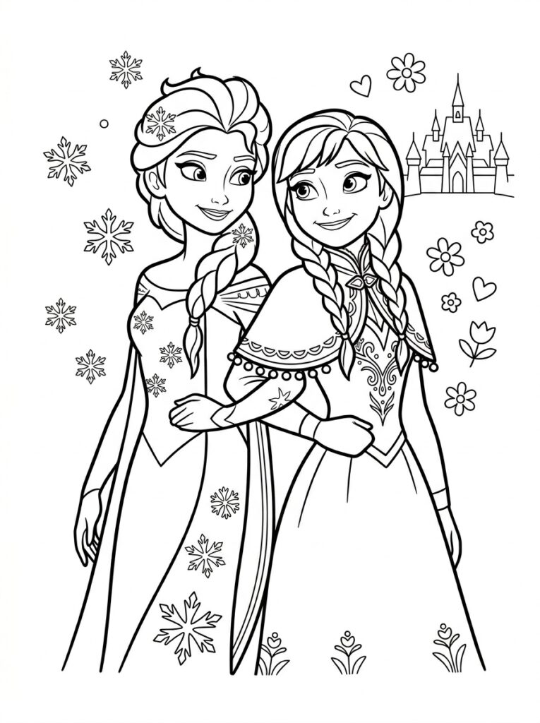 Anna en Elsa Kleurplaten (Gratis PDF Printables) 23 - gratis kleurplaat om te printen