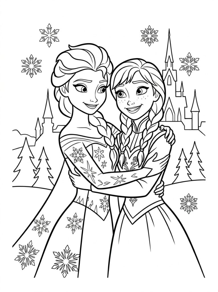 Anna en Elsa Kleurplaten (Gratis PDF Printables) 24 - gratis kleurplaat om te printen
