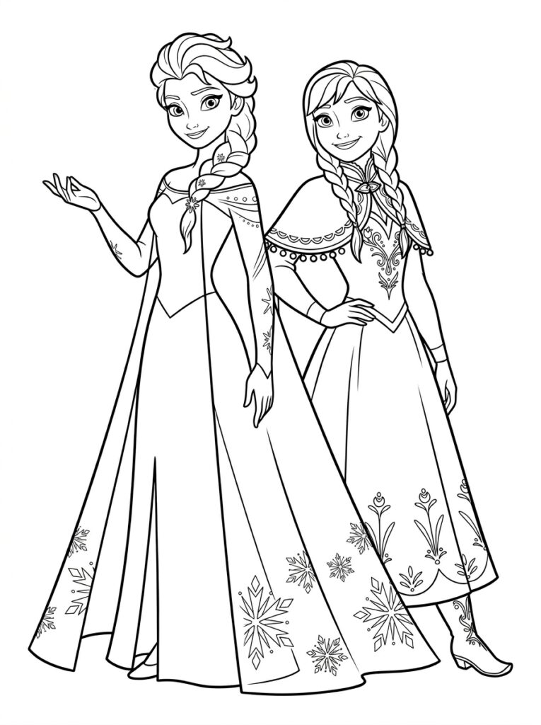 Anna en Elsa Kleurplaten (Gratis PDF Printables) 25 - gratis kleurplaat om te printen