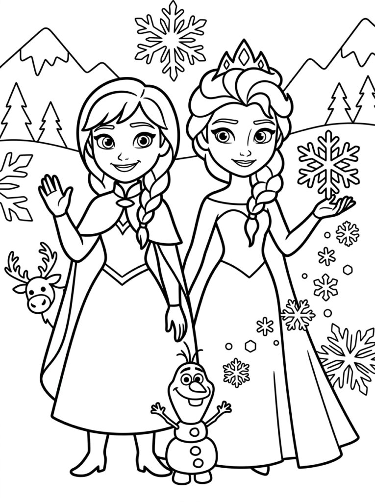 Anna en Elsa Kleurplaten (Gratis PDF Printables) 29 - gratis kleurplaat om te printen