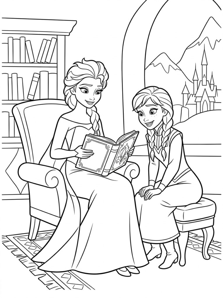 Anna en Elsa Kleurplaten (Gratis PDF Printables) 30 - gratis kleurplaat om te printen