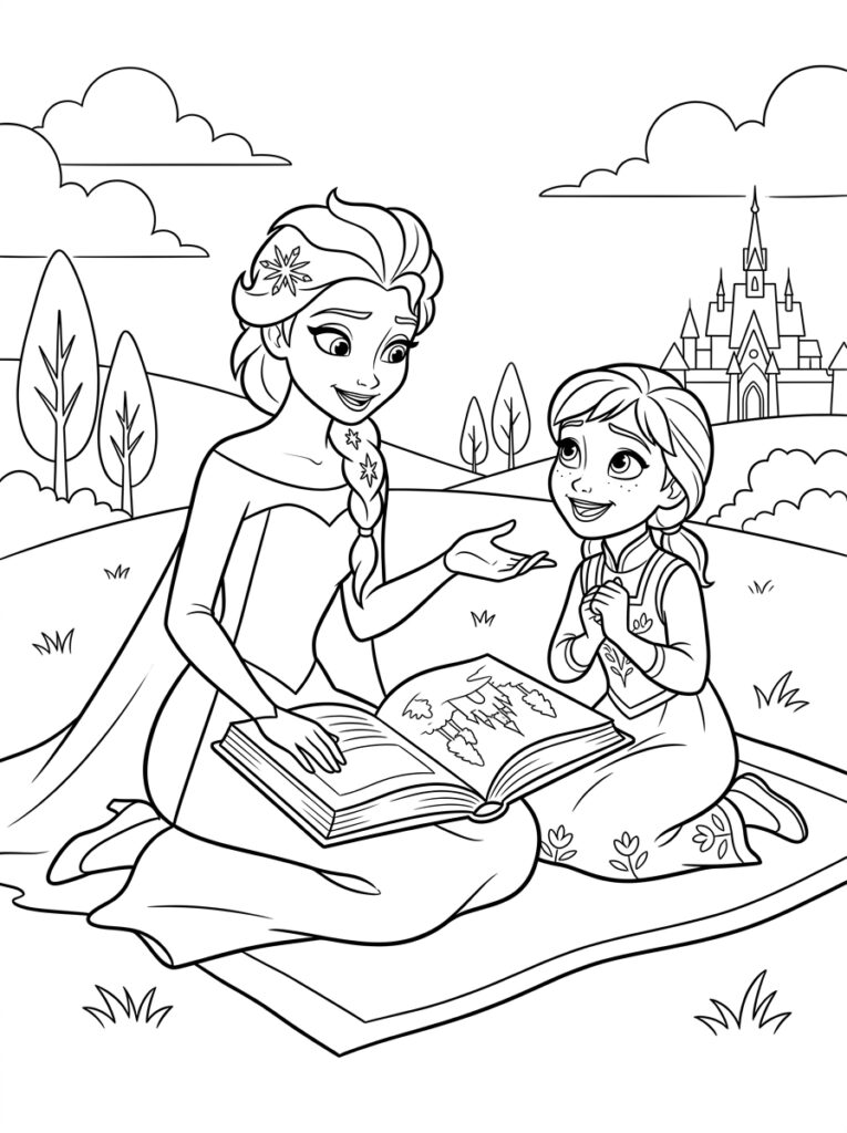 Anna en Elsa Kleurplaten (Gratis PDF Printables) 32 - gratis kleurplaat om te printen