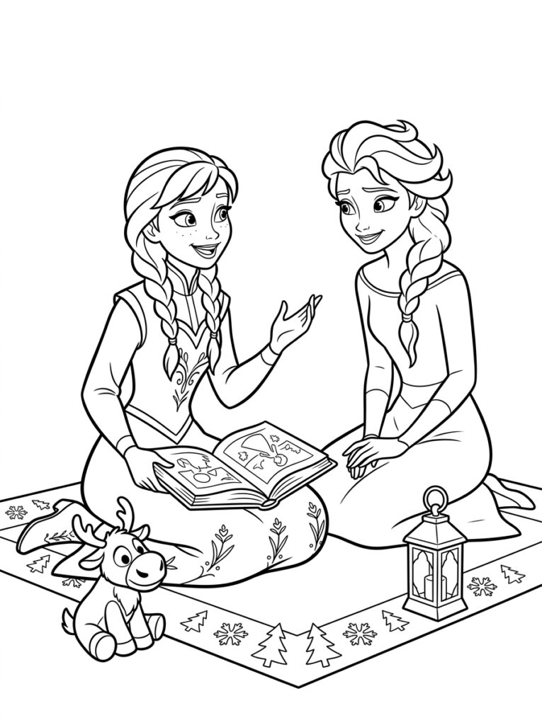 Anna en Elsa Kleurplaten (Gratis PDF Printables) 33 - gratis kleurplaat om te printen