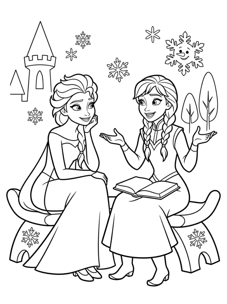 Anna en Elsa Kleurplaten (Gratis PDF Printables) 35 - gratis kleurplaat om te printen