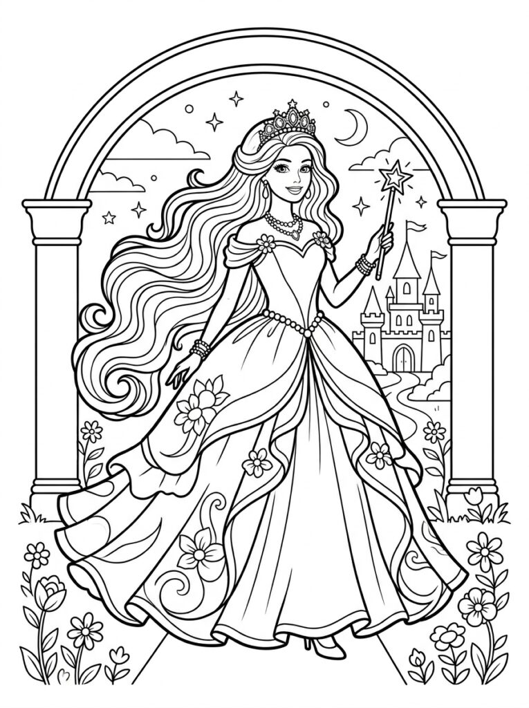Barbie Kleurplaten (Gratis PDF Printables) 01 - gratis kleurplaat om te printen