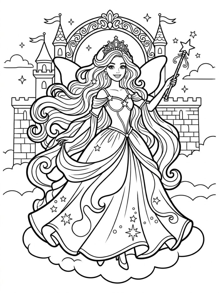 Barbie Kleurplaten (Gratis PDF Printables) 02 - gratis kleurplaat om te printen