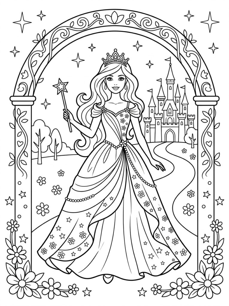 Barbie Kleurplaten (Gratis PDF Printables) 03 - gratis kleurplaat om te printen