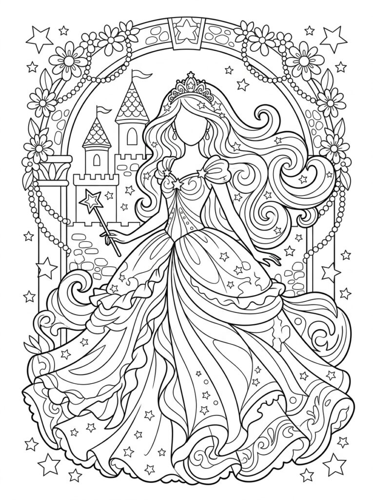 Barbie Kleurplaten (Gratis PDF Printables) 05 - gratis kleurplaat om te printen