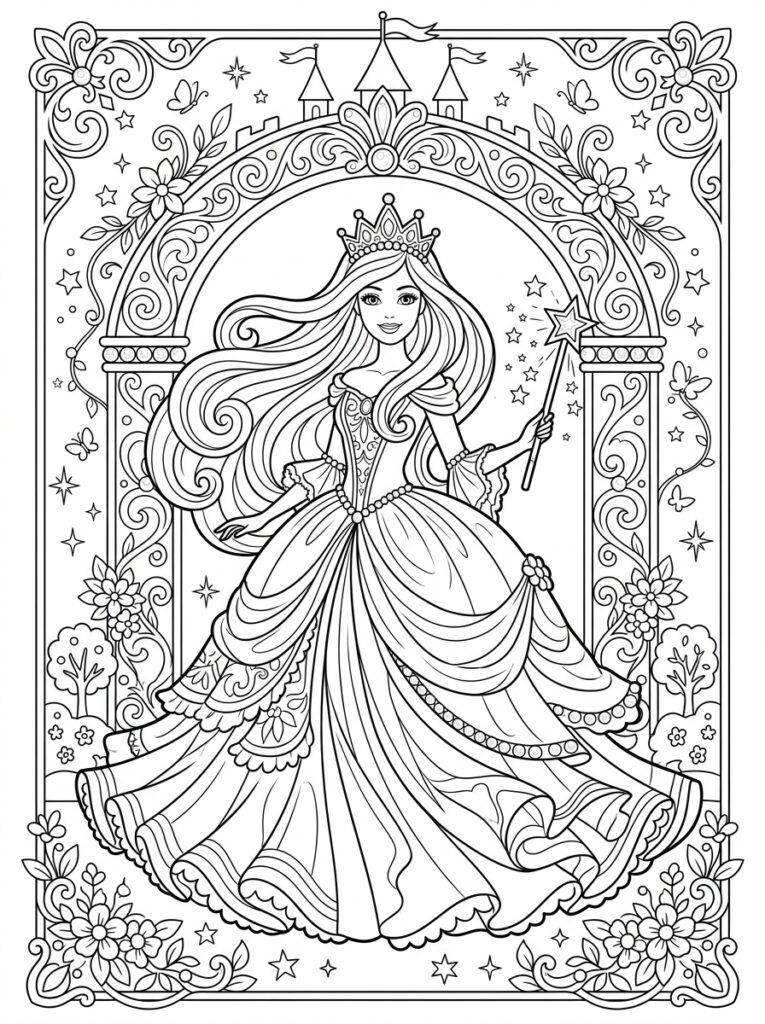 Barbie Kleurplaten (Gratis PDF Printables) 06 - gratis kleurplaat om te printen