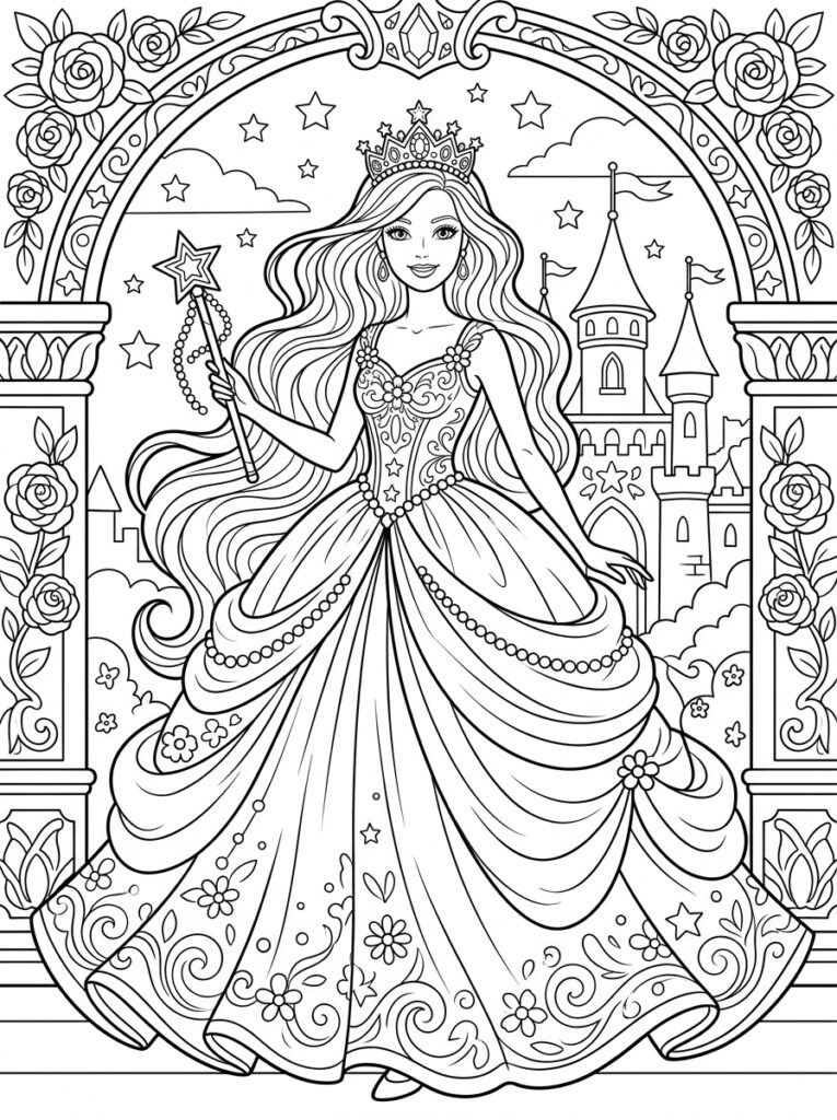 Barbie Kleurplaten (Gratis PDF Printables) 07 - gratis kleurplaat om te printen