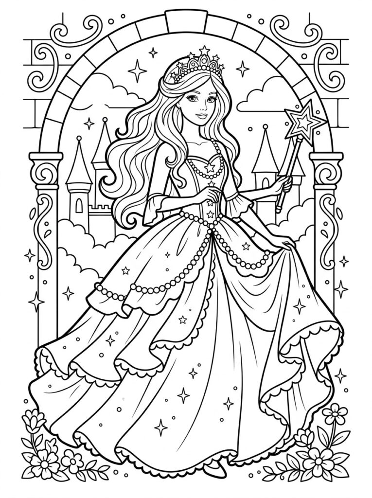 Barbie Kleurplaten (Gratis PDF Printables) 09 - gratis kleurplaat om te printen