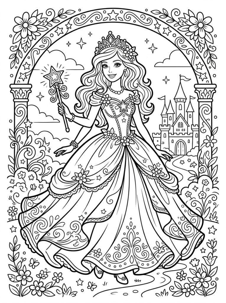 Barbie Kleurplaten (Gratis PDF Printables) 11 - gratis kleurplaat om te printen