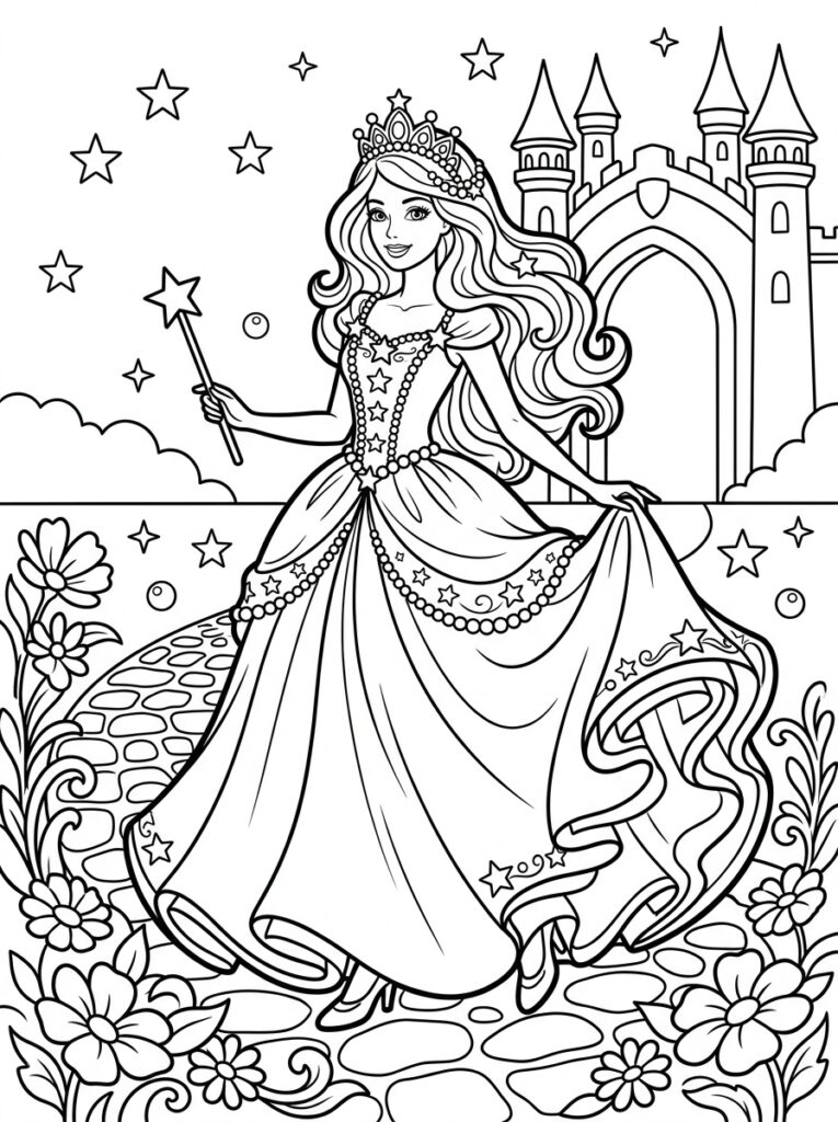 Barbie Kleurplaten (Gratis PDF Printables) 12 - gratis kleurplaat om te printen