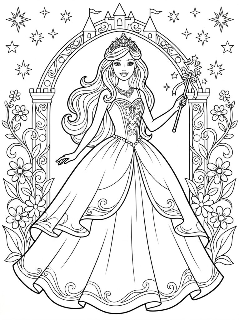 Barbie Kleurplaten (Gratis PDF Printables) 13 - gratis kleurplaat om te printen
