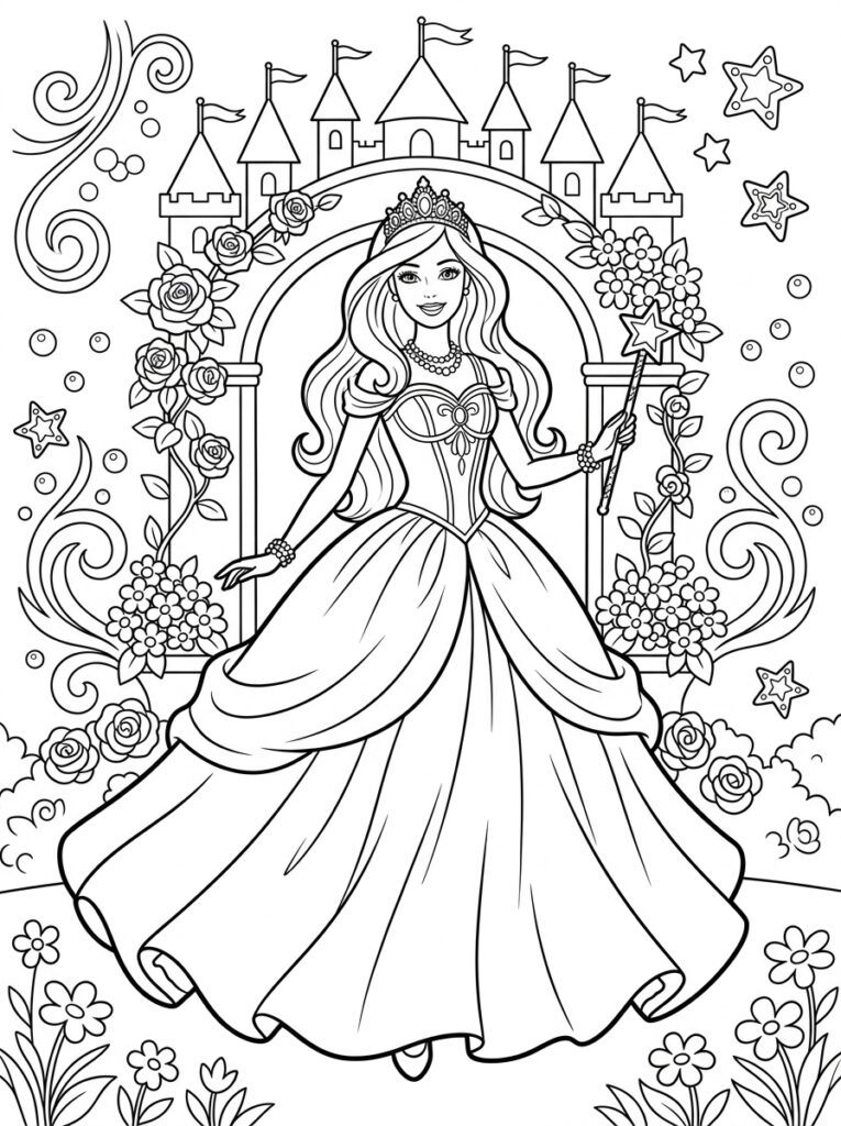 Barbie Kleurplaten (Gratis PDF Printables) 17 - gratis kleurplaat om te printen