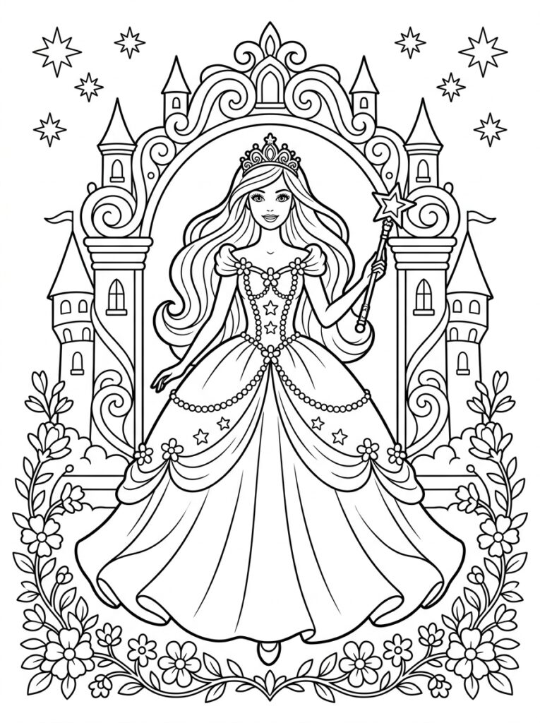 Barbie Kleurplaten (Gratis PDF Printables) 18 - gratis kleurplaat om te printen