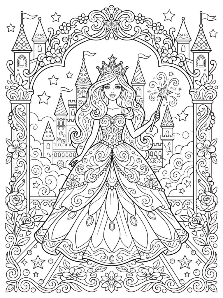 Barbie Kleurplaten (Gratis PDF Printables) 19 - gratis kleurplaat om te printen