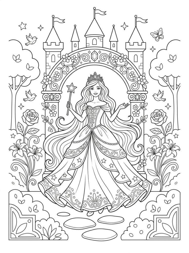 Barbie Kleurplaten (Gratis PDF Printables) 20 - gratis kleurplaat om te printen