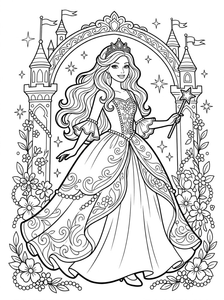 Barbie Kleurplaten (Gratis PDF Printables) 21 - gratis kleurplaat om te printen