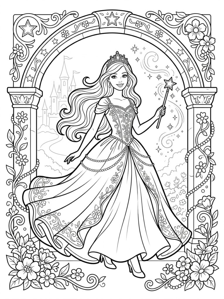 Barbie Kleurplaten (Gratis PDF Printables) 23 - gratis kleurplaat om te printen
