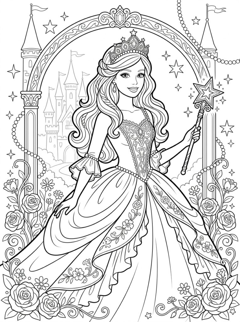 Barbie Kleurplaten (Gratis PDF Printables) 24 - gratis kleurplaat om te printen