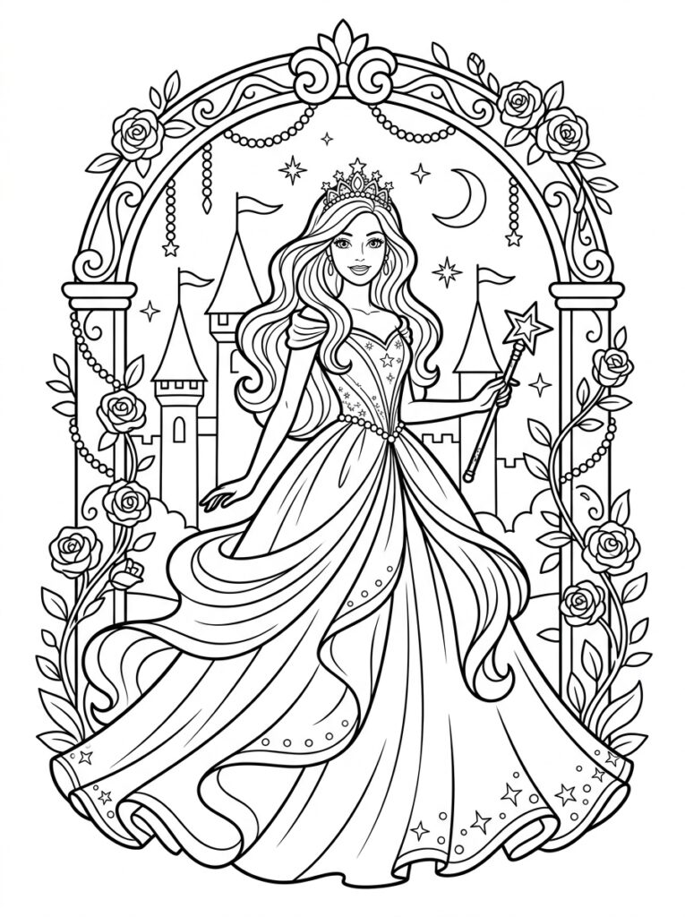 Barbie Kleurplaten (Gratis PDF Printables) 25 - gratis kleurplaat om te printen