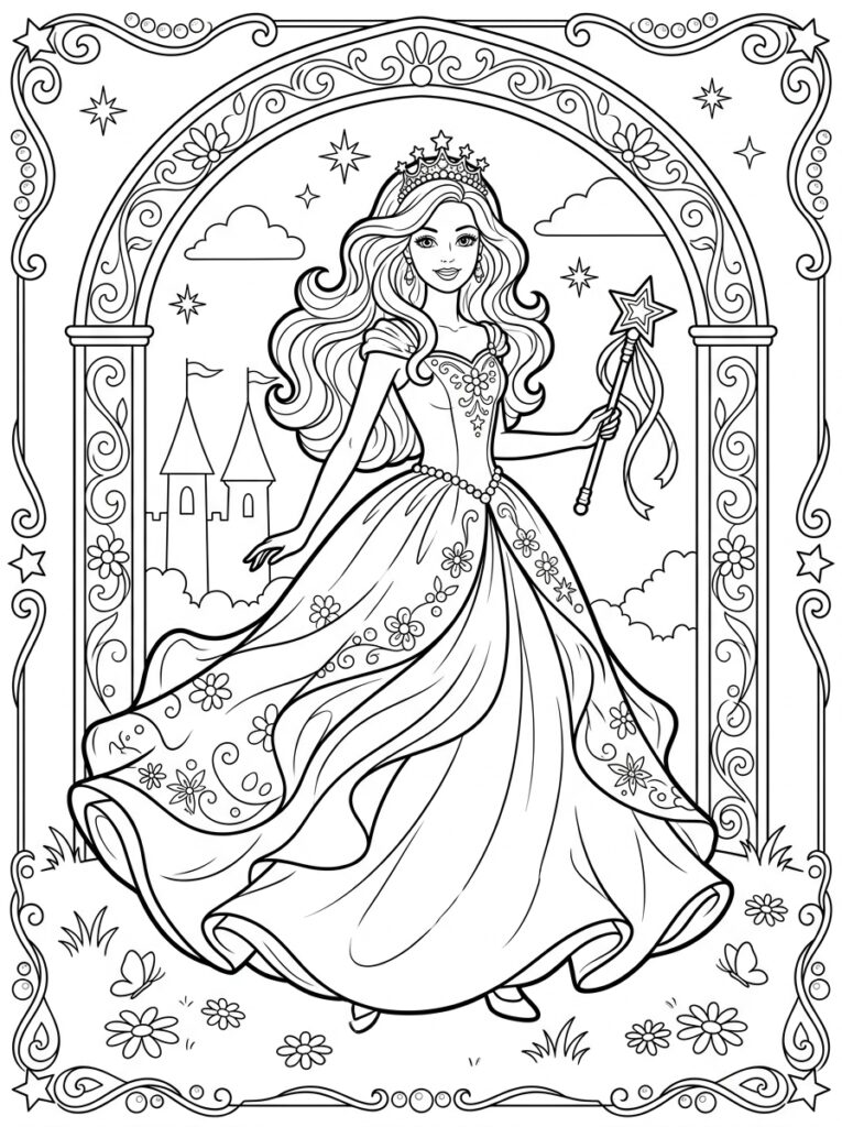 Barbie Kleurplaten (Gratis PDF Printables) 26 - gratis kleurplaat om te printen