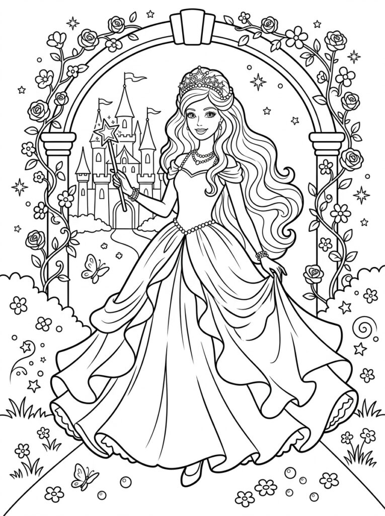 Barbie Kleurplaten (Gratis PDF Printables) 27 - gratis kleurplaat om te printen