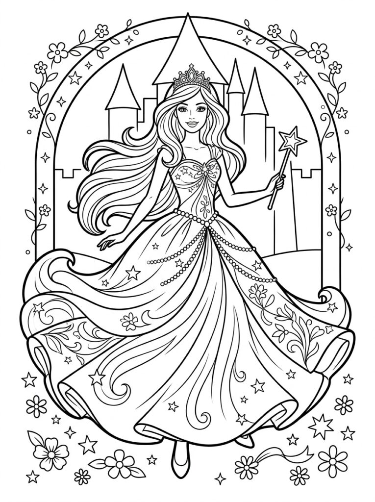 Barbie Kleurplaten (Gratis PDF Printables) 28 - gratis kleurplaat om te printen