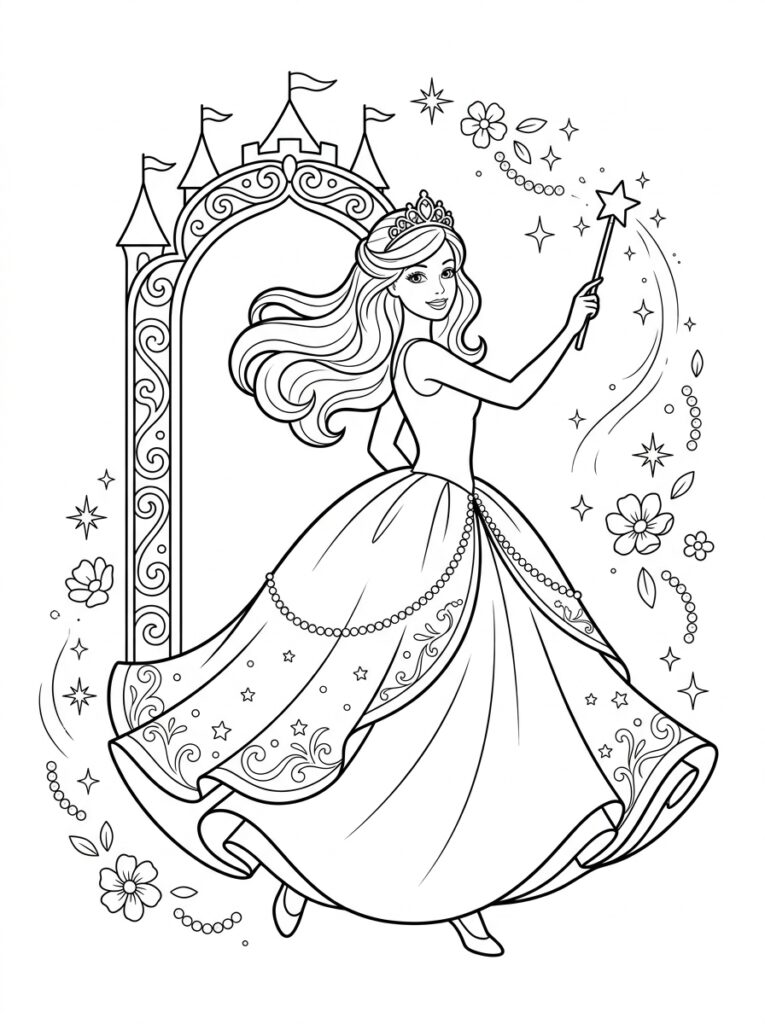 Barbie Kleurplaten (Gratis PDF Printables) 30 - gratis kleurplaat om te printen