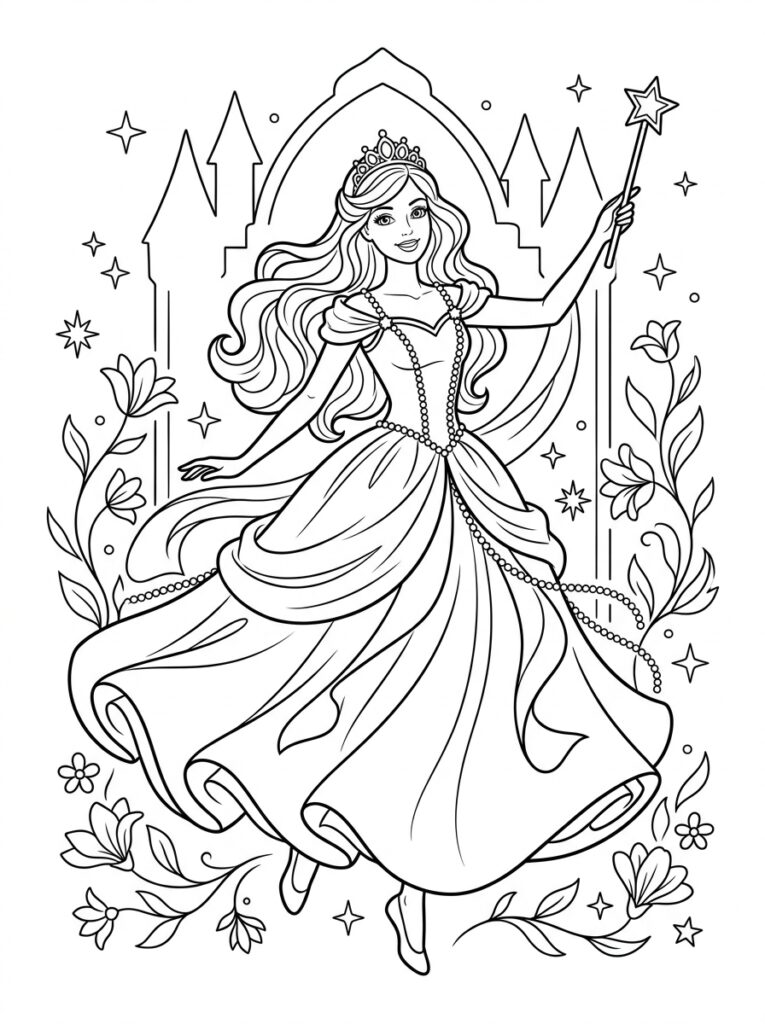 Barbie Kleurplaten (Gratis PDF Printables) 31 - gratis kleurplaat om te printen