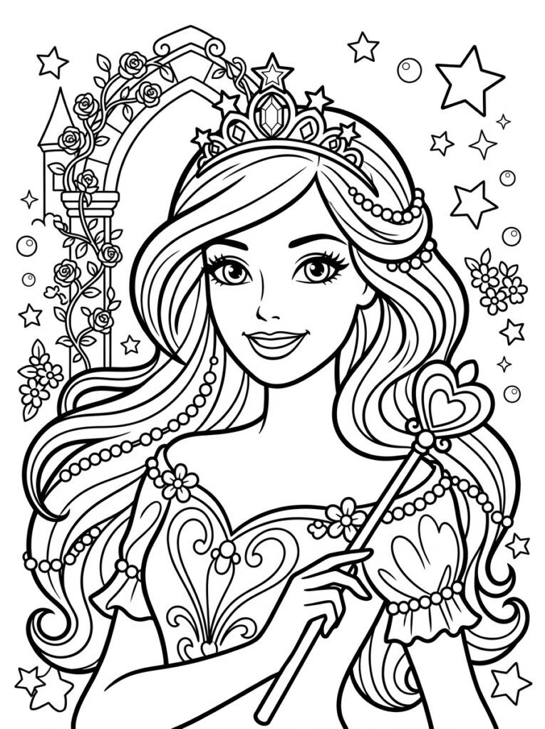 Barbie Kleurplaten (Gratis PDF Printables) 34 - gratis kleurplaat om te printen