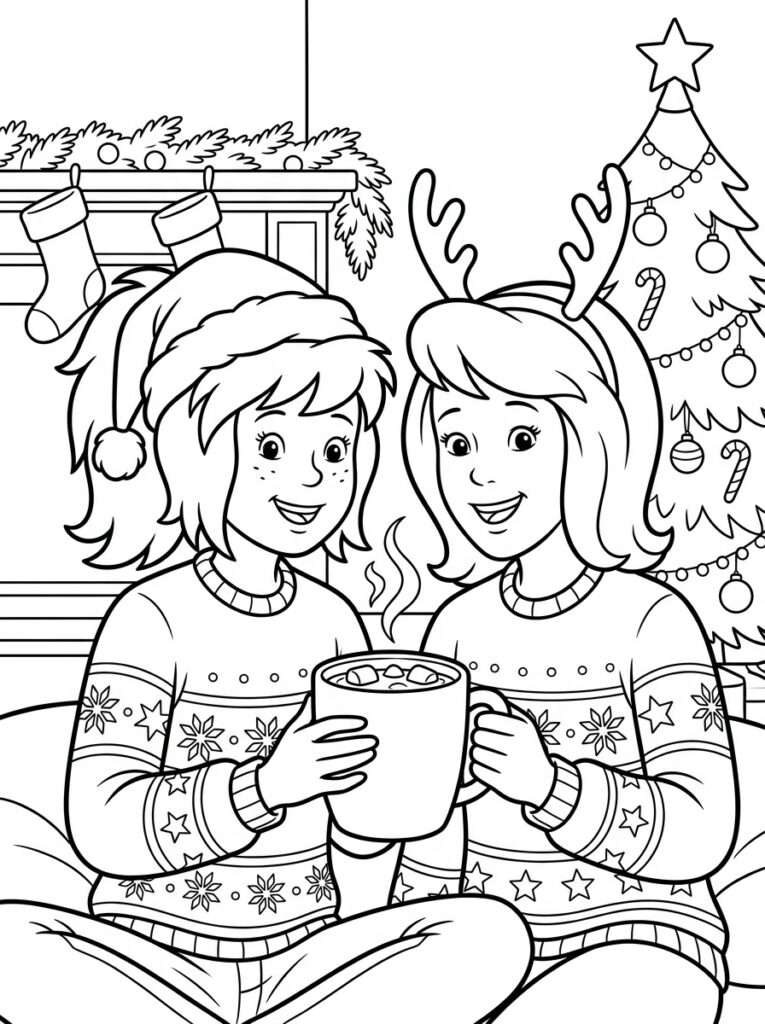 Bibi en Tina kerst Kleurplaten (Gratis PDF Printables) 02 - gratis kleurplaat om te printen