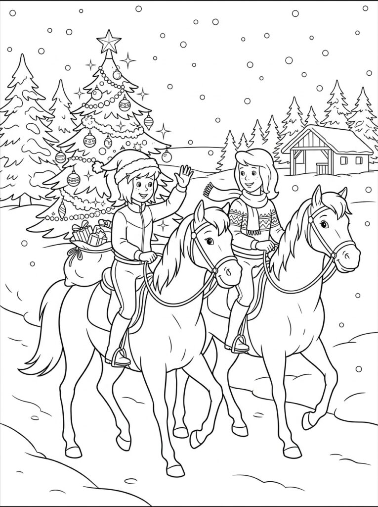 Bibi en Tina kerst Kleurplaten (Gratis PDF Printables) 03 - gratis kleurplaat om te printen