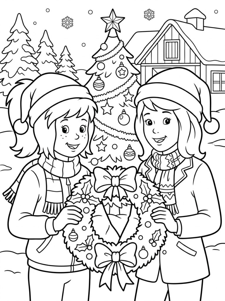 Bibi en Tina kerst Kleurplaten (Gratis PDF Printables) 04 - gratis kleurplaat om te printen