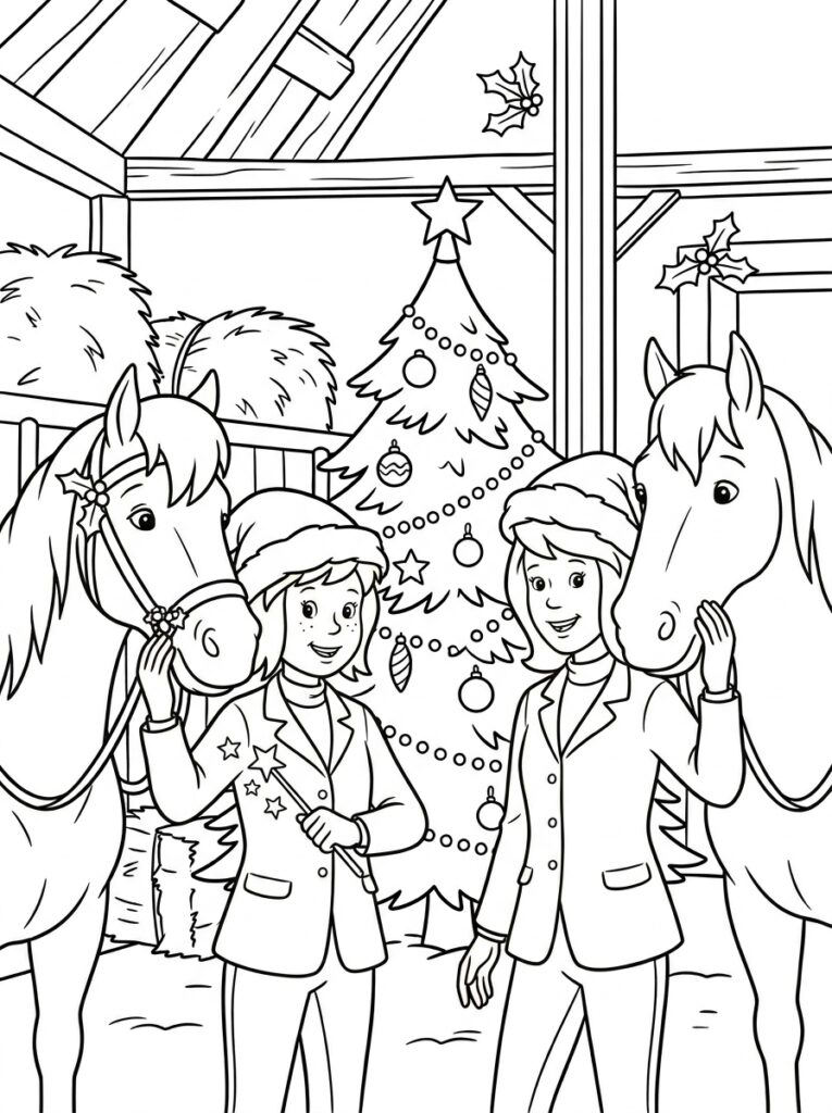 Bibi en Tina kerst Kleurplaten (Gratis PDF Printables) 06 - gratis kleurplaat om te printen