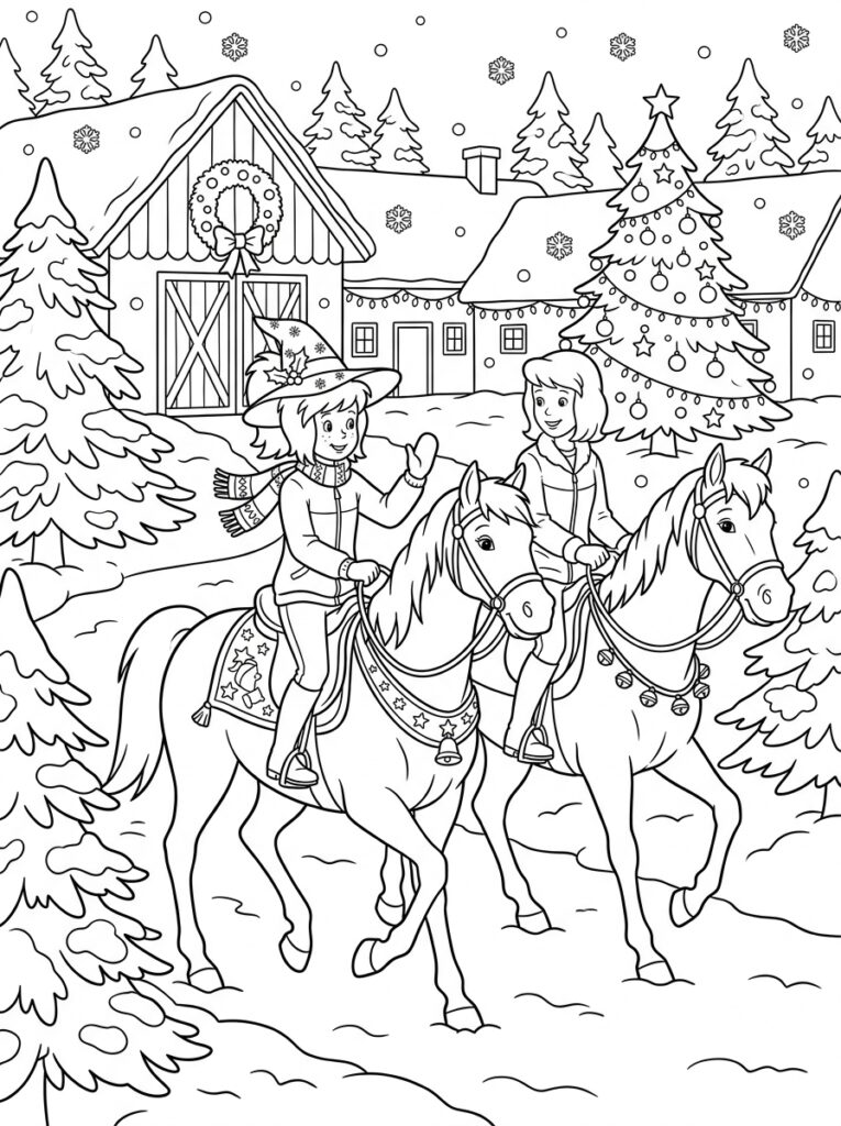 Bibi en Tina kerst Kleurplaten (Gratis PDF Printables) 09 - gratis kleurplaat om te printen