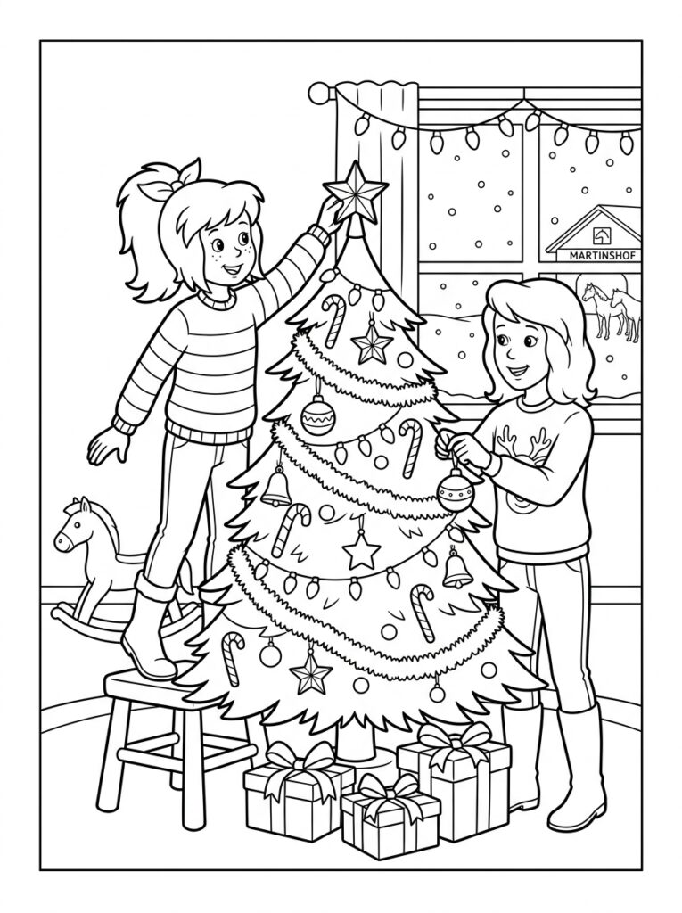 Bibi en Tina kerst Kleurplaten (Gratis PDF Printables) 10 - gratis kleurplaat om te printen
