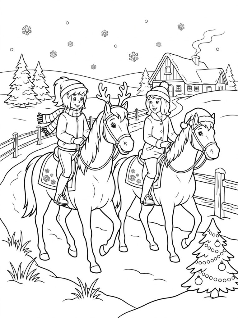 Bibi en Tina kerst Kleurplaten (Gratis PDF Printables) 12 - gratis kleurplaat om te printen