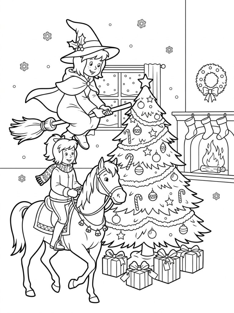Bibi en Tina kerst Kleurplaten (Gratis PDF Printables) 13 - gratis kleurplaat om te printen