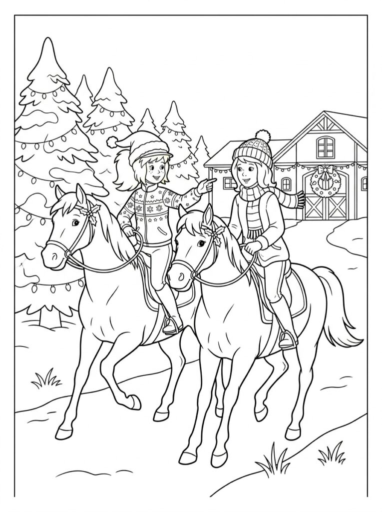 Bibi en Tina kerst Kleurplaten (Gratis PDF Printables) 14 - gratis kleurplaat om te printen